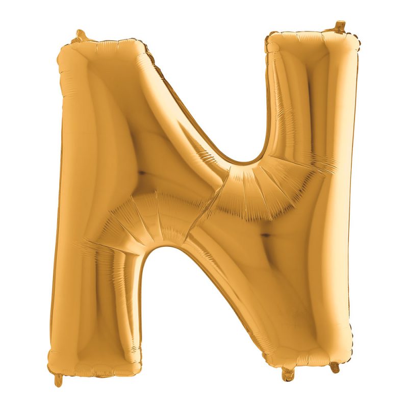 Grabo Balloons Balon złota litera N - 101 cm - Pan Talerzyk