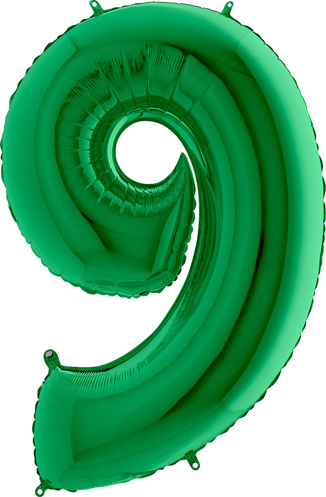 Grabo Balloons Balon cyfra 9 zielony - 101 cm - Pan Talerzyk