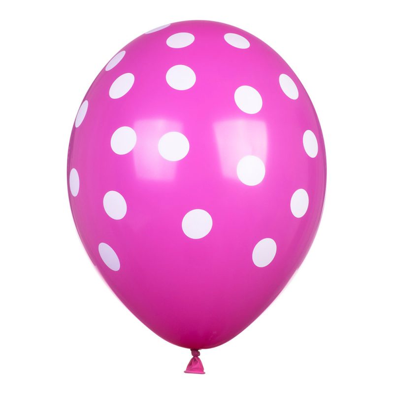 PartyDeco Balony 30 cm - różowe w białe kropki, 6 sztuk - Pan Talerzyk