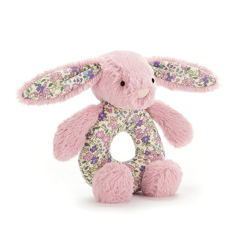 JellyCat Grzechotka królik różowy kolorowe uszy 13 cm - Pan Talerzyk